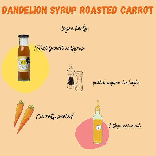 Dandelion Syrup Roasted Carrots